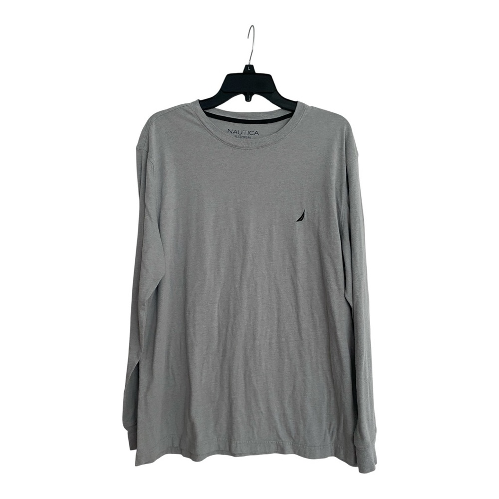 Nautica Men's Long Sleeve Sleepwear Shirt in Gray Size XL